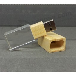 Wholesale custom high-end Bamboo USB Flash Memory Crystal USB Pen Drive