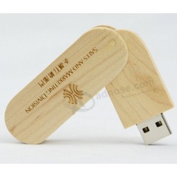 Wholesale custom cheap Swivel Wooden USB Pen Drive