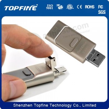 Custom with your logo for 3 in 1 OTG USB Flash Drive for iPhone6 and Android Mobile