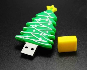 Wholesale custom cheap Christmas USB for Gift/PVC Christmas Tree USB/Custom Cartoon PVC USB Flash Drive