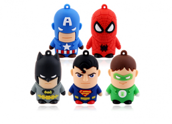 定制高-结束10款优质3D卡通美国超级英雄U秒B闪存盘，混合型号，美国队长，蝙蝠侠，蜘蛛侠，铁人, 