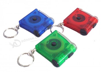 Wholesale customized high quality Promotion Plastic Mini Tape Measure Keyring with LED Light