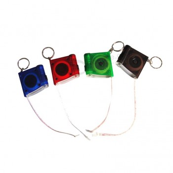 PorTe-clés mini en plasTique de promoTion ruban à mesurer avec la lumière avec l'impression de voTre logo