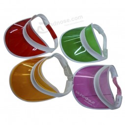 Fashion Transparent PVC Sun Visor with PU Leather for custom with your logo