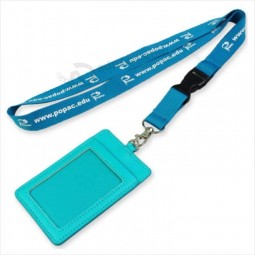 Wholesale Convention Leather PU Name/ID Card Badge Reel Holder Custom Lanyard for ID Badge (NLC010)