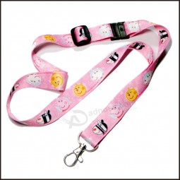 Wholesale Cute Fun Pink Gradient Dye Sublimated/Thermal Transfer Logo Custom Lanyard for Girls