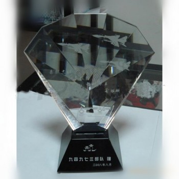 Custom Diamond Shape Crystal Award with Black Base