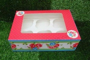 Red Color Paper Cardboard Cookies Box with Clear Window