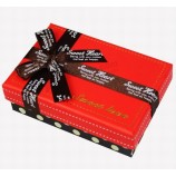 пользовательский шоколадный картонная бумага подарочная коробка с лентой