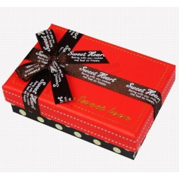 Custom Chocolate Cardboard Paper Gift Box with Ribbon