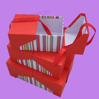 새로운 패션 리본 메뉴와 함께 다채로운 초콜릿 골 판지 종이 선물 상자