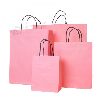 Moda cor-de-rosa seriers sacos de compras de papel