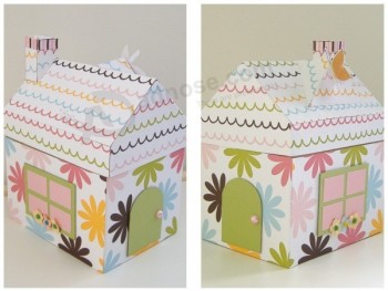 Forma de casa galleTas de carTón de papel que embalan la caja de regalo