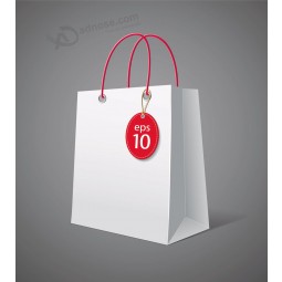 White Paper Shopping Bags with Custom Logo
