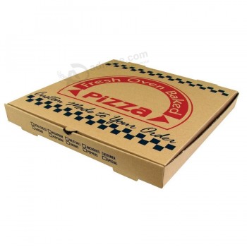 Caja de pizza de carTón corrugado color marrón con logoTipo personalizado