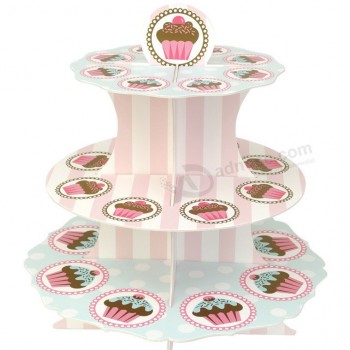 ScaTola di visualizzazione di cupcake di carTone di carTa di moda all'ingrosso con sTampa personalizzaTa