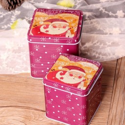 Square Christmas Gift Tin Box with Custom Printing
