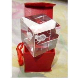Cube de cristal de haute qualité avec gravure laser 3D