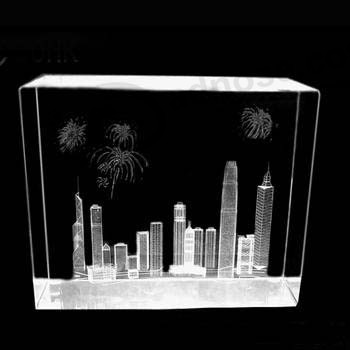 Hochwertiger Kristallwürfel mit hk-Ansicht Laser innen