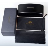 Caja de embalaje de cuero negra de alta calidad famosa de los vidrios de la marca de fábrica