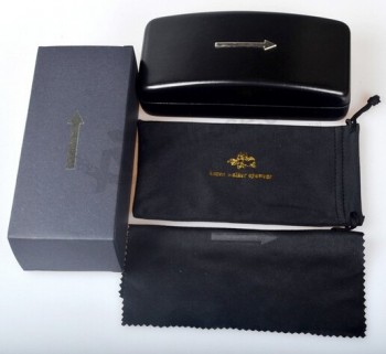 Caja de embalaje de cuero negra de alta calidad famosa de los vidrios de la marca de fábrica