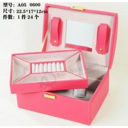 Custom high quality Pink PU Leather Make-up Case with your logo