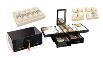 定制高品质多-功能有光泽的黑色彩妆包装盒