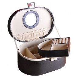 Oval Shape PU Leather Make-up Storage Case for custom with your logo