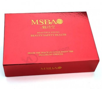 Red Foil Paper Beauty Make-up Box for custom with your logo