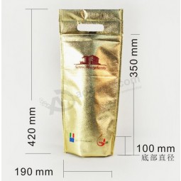 Wholesale custom high-end Golden Film Laminating Non-Woven Wine Handle Bag