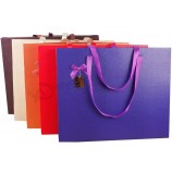 Wholesale custom high quality Colorful Grainy Paper Packaging Bags with Bowknots