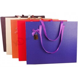 Wholesale custom high quality Colorful Grainy Paper Packaging Bags with Bowknots