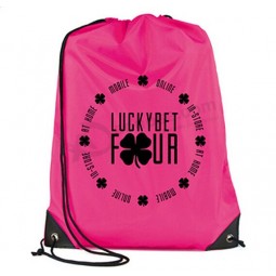 Wholesale custom high quality Pink Nylon Clothing Travel Drawstring Bag