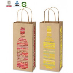 Wholesale custom high quality Single Kraft Paper Printing Drink Carrying Bags