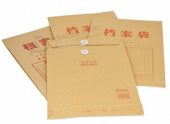 批发定制高品质棕色牛皮纸文件袋带扣