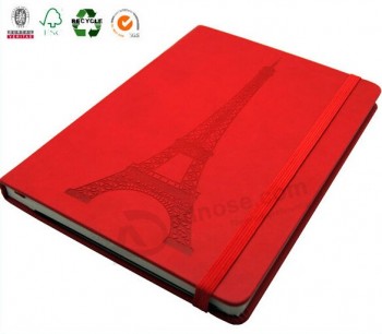 凹陷红色皮革口袋笔记本记事本定制与您的标志