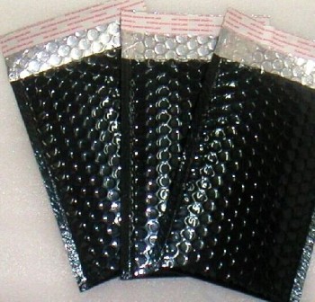 оптовые пользовательские высокого качества глянцевый черный самоклеящиеся металлические пузыри конверты