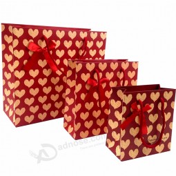 Wholesale custom high quality Hot Stamping Golden Heart Paper Bags