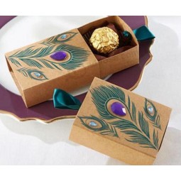 Brown Kraft Paper Chocolate Box with Rhinestone for with your logo
