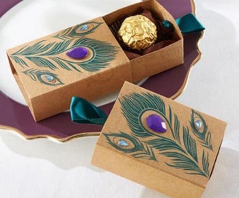 Brown Kraft Paper Chocolate Box with Rhinestone for with your logo