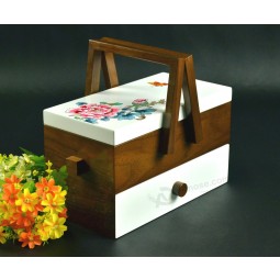 装饰图案画木制食品存储篮与您的徽标