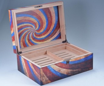 五颜六色的绘画雪茄木盒，硬币盒，竹盒，酒盒，化妆品展示盒，雪茄盒与您的标志