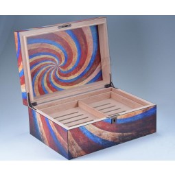 Colorful Painting Cigar Wooden Box, Coin Box, Bamboo Box, Wine Box, Cosmetic Display Box, Cigar Humidor for with your logo