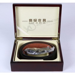 Custom high-quality Class Belt Wooden Display Box with Flocking Tray
