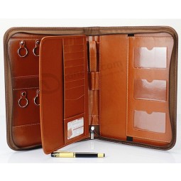 Wholesale custom high quality Brown Leather Zipper Key Case
