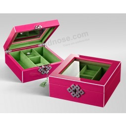 High Glossy Wood Ornament Storage Box with Glass Window for custom with your logo
