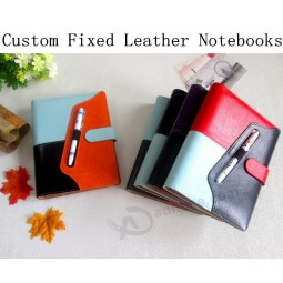 Wholesale custom high quality Mixed Leather Notebooks with Pen Hoops