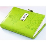 Wholesale custom high quality Luxury Green Leather Notebook with Coded Lock