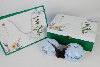 中国绿茶包装木箱与袋定制与您的标志