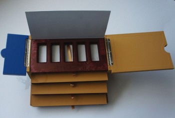 多-金色条形储物盒带抽屉 (WB-082) 用于定制您的徽标